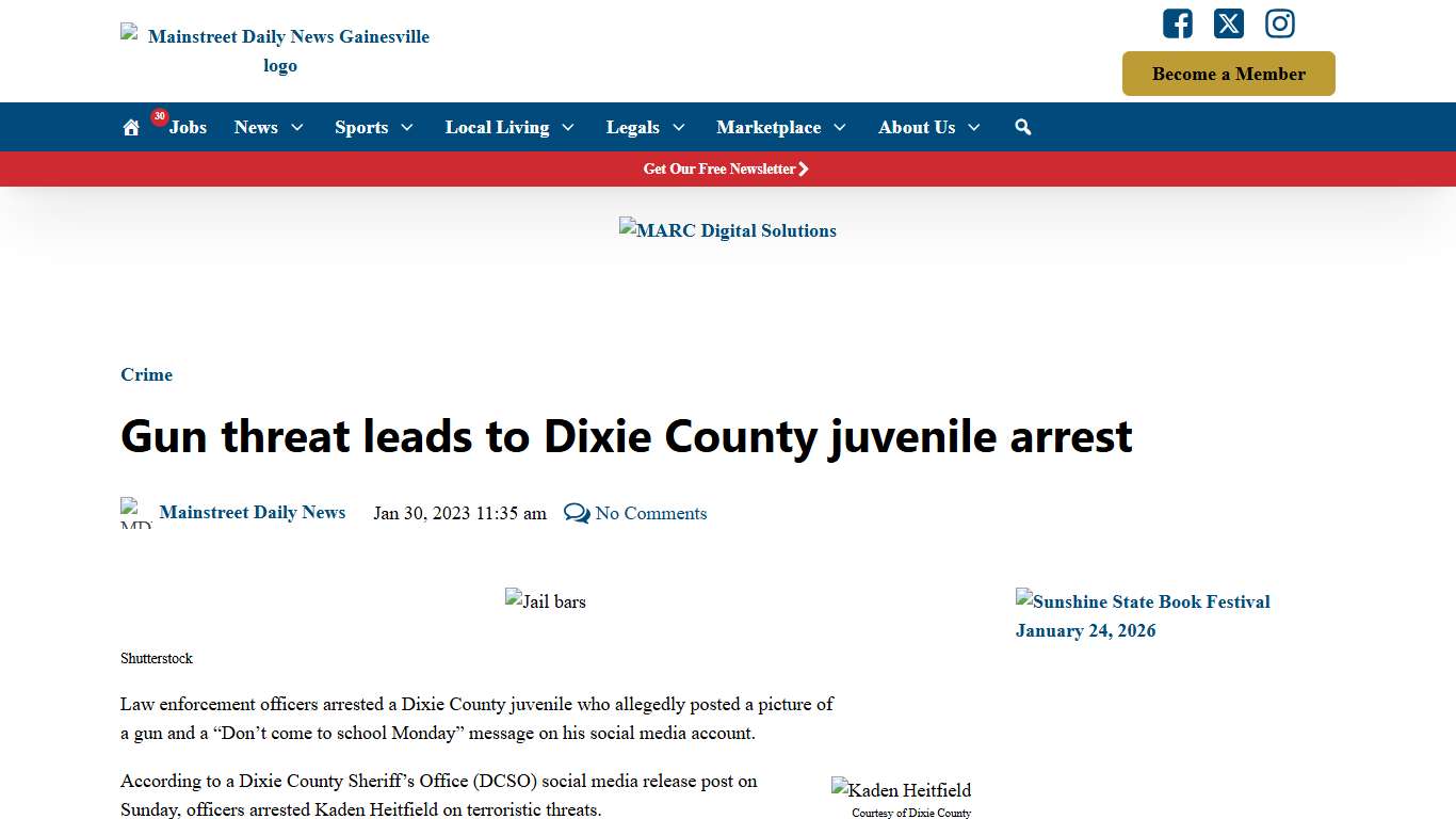 Gun threat leads to Dixie County juvenile arrest